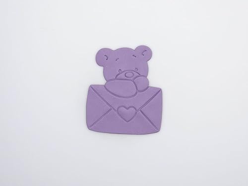 Valentines Day Teddy Bear Cookie Cutter with Heart Envelope