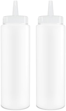 BRIGHTFROM 8 Oz Clear Condiment Squeeze Bottles 2 Pack