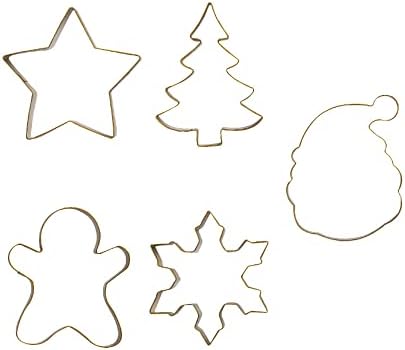 DECORA 0255410 Set of 5 Golden Christmas Cookie Cutters