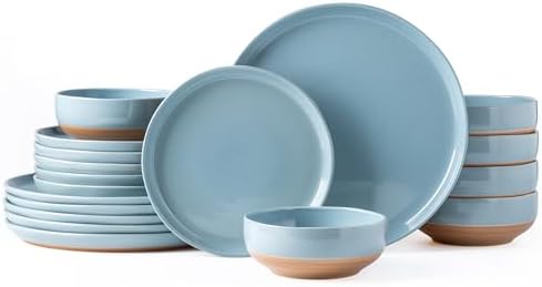 AmorArc Stone Blue Dinnerware Set for 6 18 Pieces