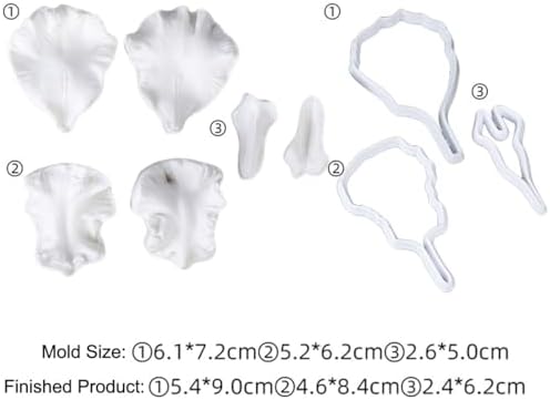 GGW Iris Petals Leaf Fondant Mold Set 11pcs Cookie Cutters Silicone Molds