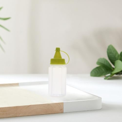 Luxshiny 4PCS Condiment Squeeze Bottles with Green Cap