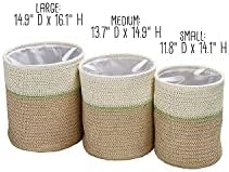 Honey-Can-Do 3-Piece Nesting Straw Baskets with Handles - GreenBeige