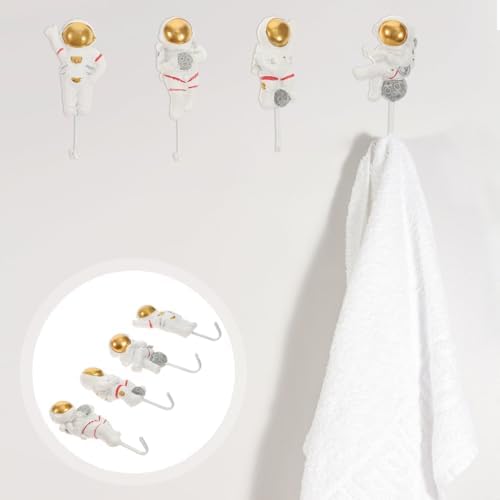 4pcs Creative Astronaut Wall Hooks for Smooth Surfaces