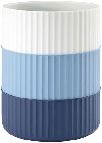 IZOD Wastebasket Resin Bathroom Decor Striped Blue