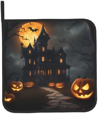 Halloween Horror Oven Mitts Set with Heat-Resistant Silicone Stripes