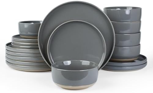 Famiware Milkyway Plates Bowls 18-Piece Dinnerware Set Dark Gray