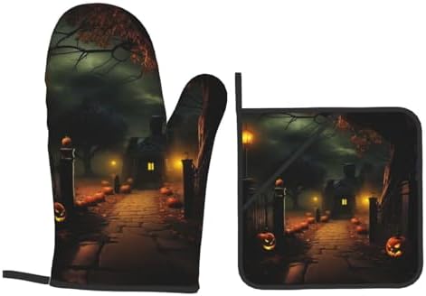 XTUAG Scary Halloween Oven Mitts 4 Pcs Set