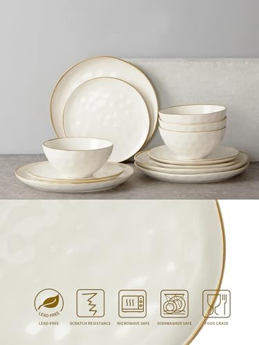 Famiware 12-Piece Dinnerware Set for 4 Vanilla White