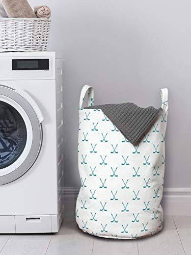 Ambesonne Golf Laundry Bag 13 x 19 Sky Blue and White