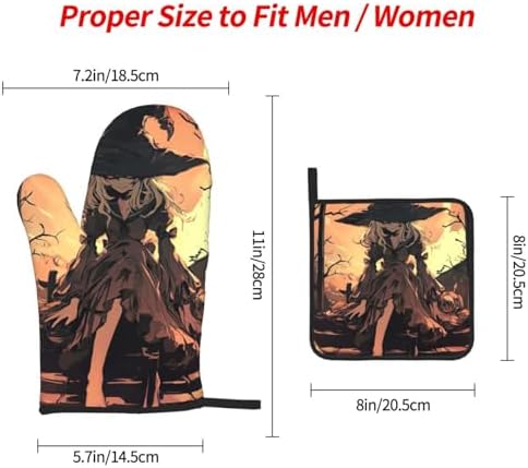 Halloween Horror Print Oven Mitts 3-Piece Set