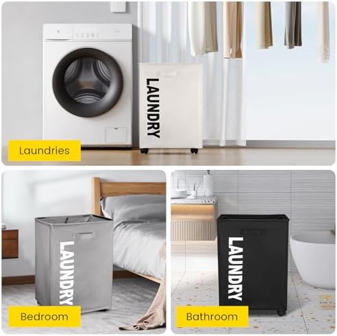 75L Laundry Basket with Locking Wheels and Foldable Design