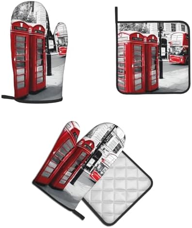 Quopvn Telephone Booth Oven Mitts and Pot Holders 2pcs Set