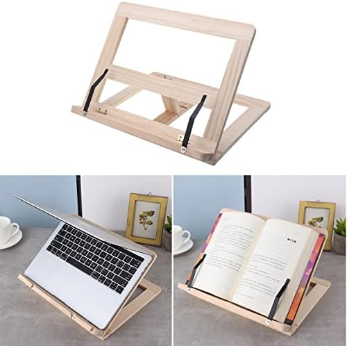 Foldable Wooden Cookbook Holder with Non-Slip Base