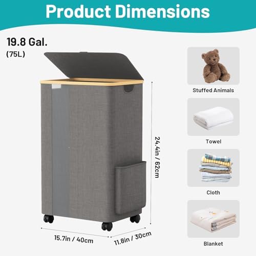 BlissTotes Laundry Basket with Lid and Wheels