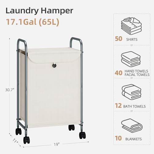STORAGE MANIAC Laundry Hamper with Lockable Wheels 1