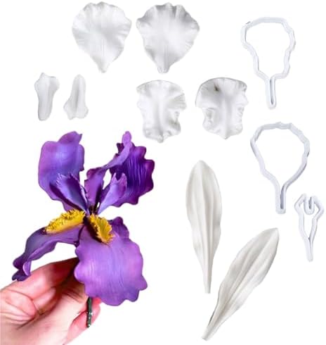 GGW Iris Petals Leaf Fondant Mold Set 11pcs Cookie Cutters Silicone Molds