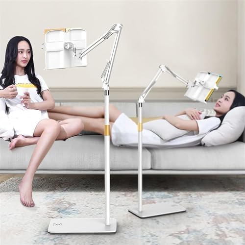 Adjustable Floor Stand for Tablets and Cookbooks - 180 Degree Swivel