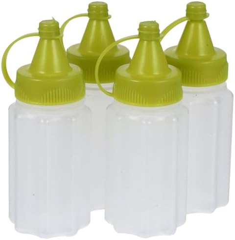 Luxshiny 4PCS Condiment Squeeze Bottles with Green Cap