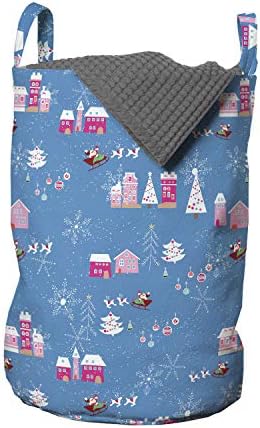 Ambesonne Christmas Laundry Bag - 13x19 Sea Blue Multicolor