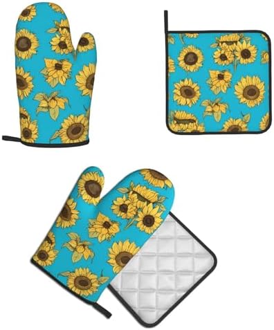 Quopvn Sunflowers Oven Mitts and Pot Holders Set 2pcs