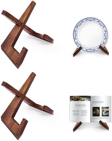 Wooden Cookbook Stand for Kitchen Counter Set of 2 1