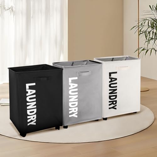 75L Laundry Basket with Locking Wheels and Foldable Design
