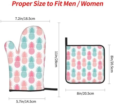 Pineapple Oven Mitts 4 Pcs Set for Kitchen Cooking