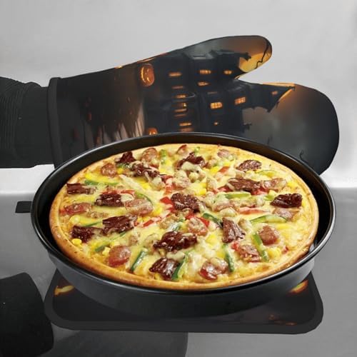 Halloween Horror Oven Mitts Set with Heat-Resistant Silicone Stripes