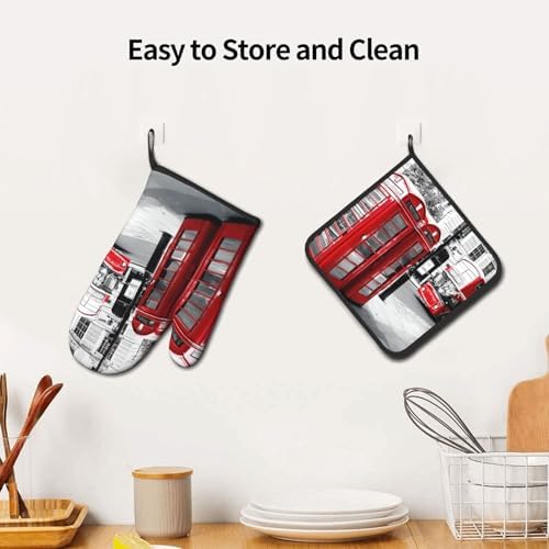 Quopvn Telephone Booth Oven Mitts and Pot Holders 2pcs Set