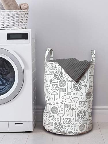Ambesonne Laundry Basket with Handles and Drawstring Closure