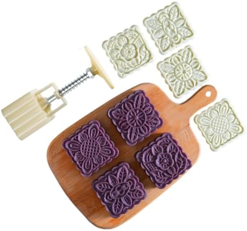Wooauto 50g 125g Moon Cake Mold Set with Flower Patterns