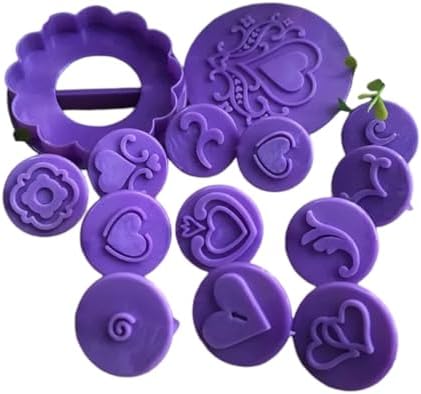 14Pcs Heart Flower Fondant Silicone Molds Set