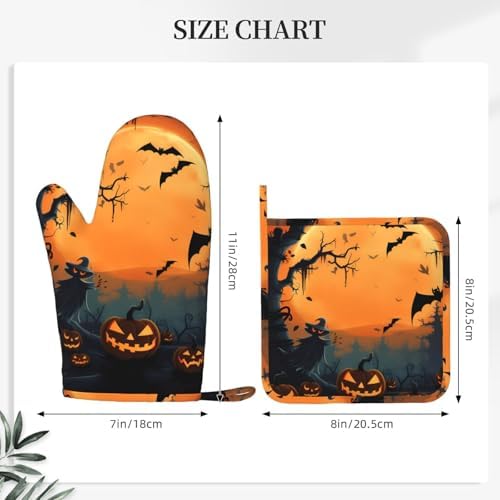 ZHANLEI Orange Halloween Oven Mitts 2pcs Set