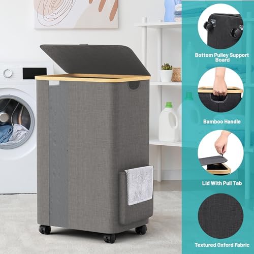 BlissTotes Laundry Basket with Lid and Wheels