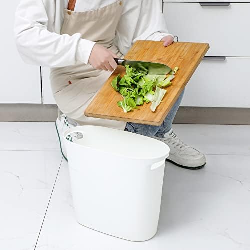 JiatuA 32 Gallon Slim Plastic Trash Can with Handles