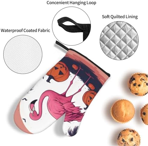 Oven Mitts Set of 4 with Flamingo Print