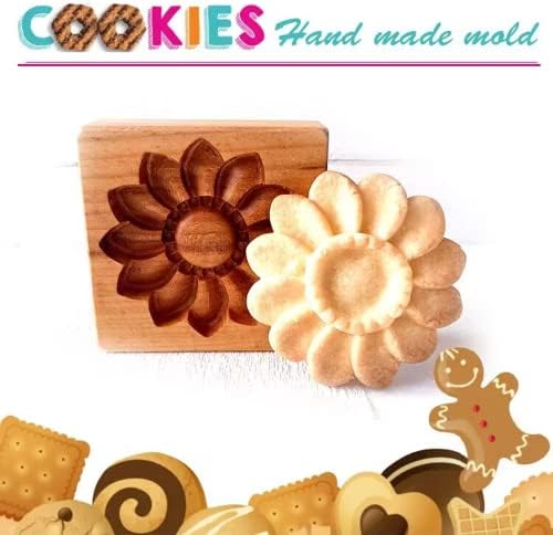 SNOOSZ 2pcs Wooden Cookie Molds Flower Daisy Baking Set