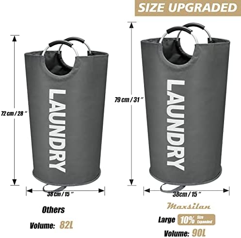 90L Large Laundry Basket with Waterproof Foam Protected Aluminum Handles