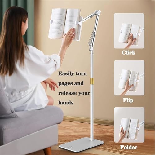 Adjustable Floor Stand for Tablets and Cookbooks - 180 Degree Swivel