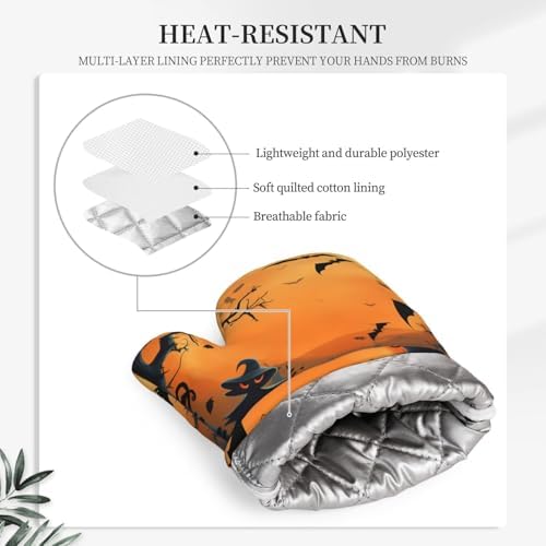 ZHANLEI Orange Halloween Oven Mitts 2pcs Set