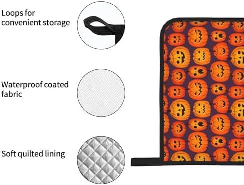 Lukbfall Halloween Funny Pumpkins Oven Mitts 4 Pcs Set