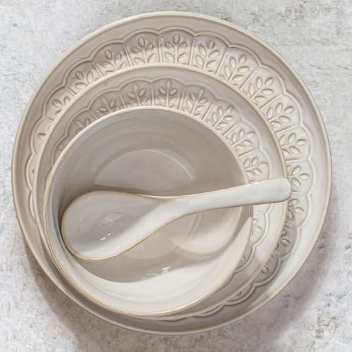 Artena 16-Piece Embossed White Dinnerware Set 1
