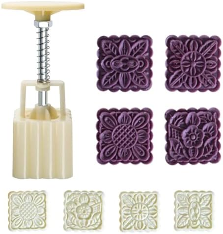 Wooauto 50g 125g Moon Cake Mold Set with Flower Patterns
