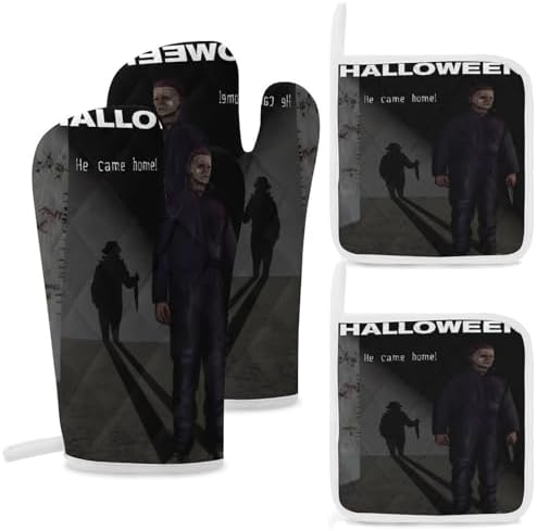 ZHANGXM Halloween Michael Myers Oven Mitts and Pot Holders Set