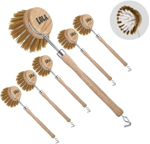Lola Products Dishwashing Brush with Food Scraper - 6 Pack
