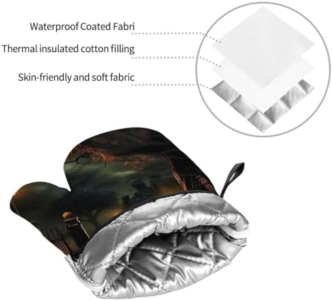 XTUAG Scary Halloween Oven Mitts 4 Pcs Set