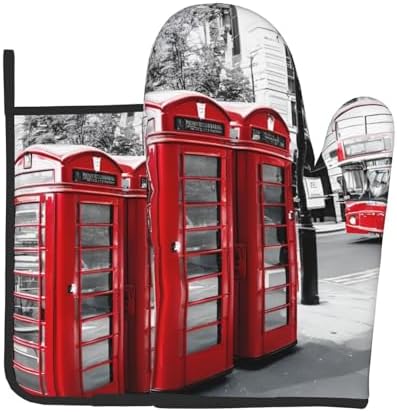 Quopvn Telephone Booth Oven Mitts and Pot Holders 2pcs Set