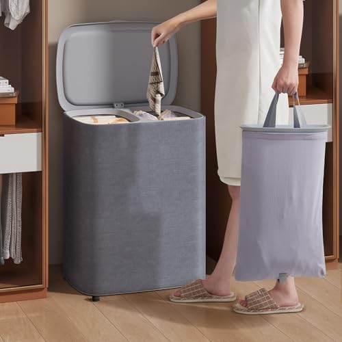 TODAYGO Laundry Hamper with Lid and Wheels 50L 1