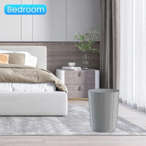 2Pack 5 Gallon Grey Plastic Trash Can Durable and Easy to Clean